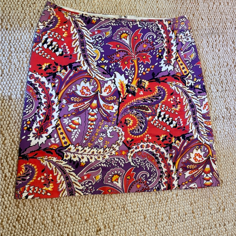 Bold Paisley Mini Skirt in Purple and Red
